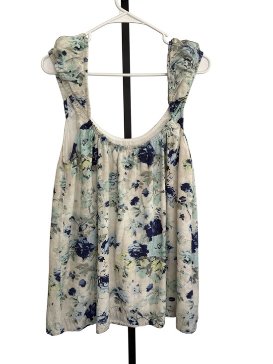Free People Dresses & Skirts - Free People Wildflower Printed Mini White Blue Babydoll Dress Boho Cottagecore